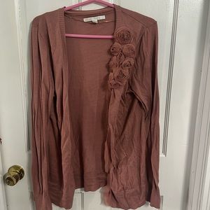 Pink rose flower sweater cardigan Sz large Lauren Conrad LC size large